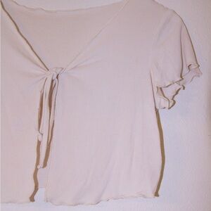 Tie Front Crop | Cream | Size Small